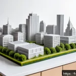 Home 19 최신 인쇄 디자인 기술 - A hyper-realistic 3D printed architectural model showcasing intricate urban design with modular comp...